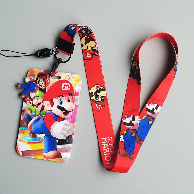 Lanyard Mario Portable ID Card Photo Holder Hot Selling Card Case Wholesale Cartoon Lovely Badge Cover Student Anime Bag Pendant