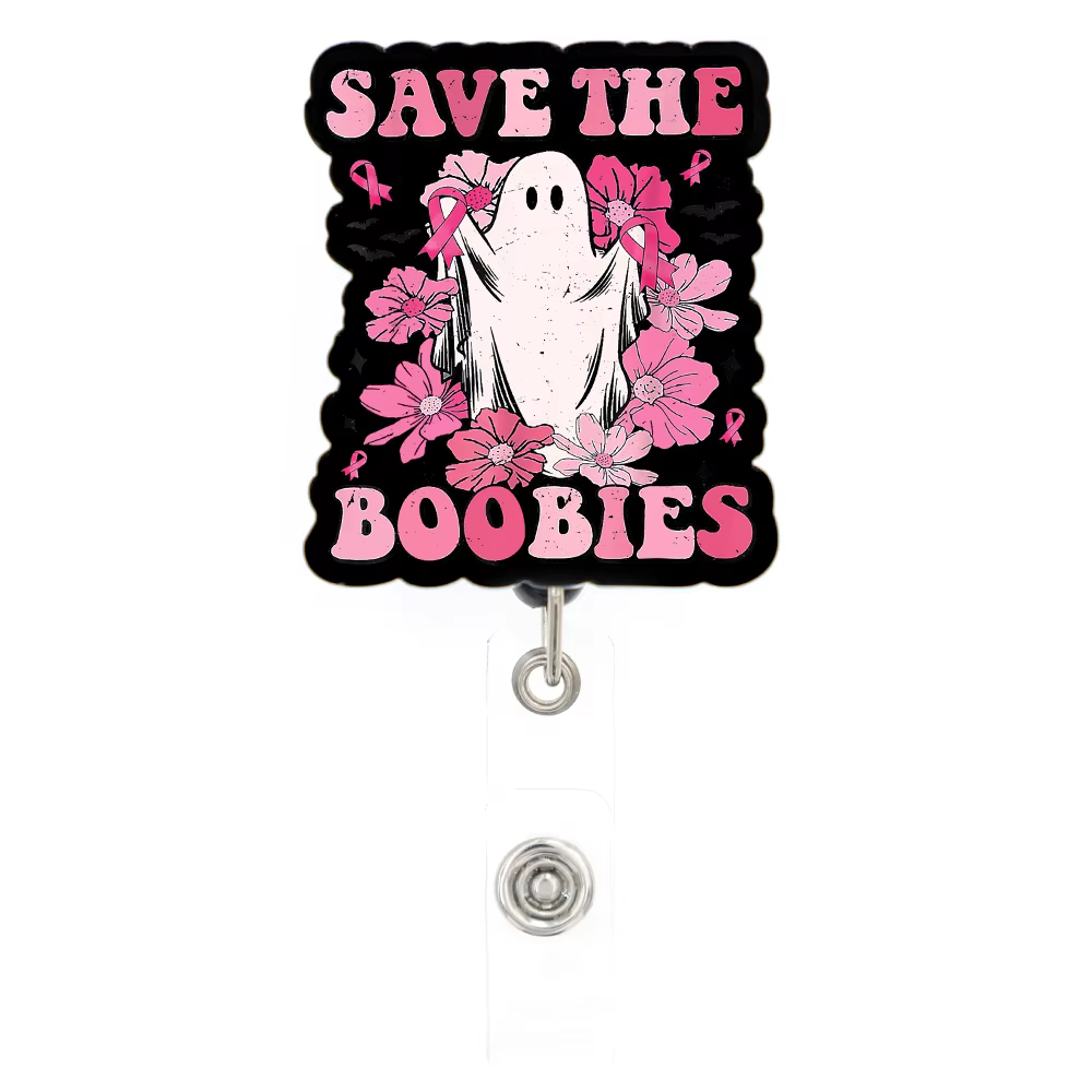 Acrylic Halloween Ribbon Themed Christmas Medical Nurse Badge Reel Breast Awareness Scrub Life Back Clip Badge Holder
