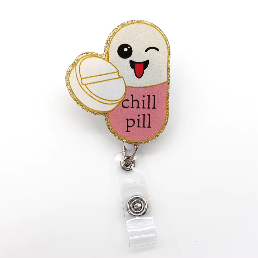 Acrylic Halloween Ribbon Themed Christmas Medical Nurse Badge Reel Breast Awareness Scrub Life Back Clip Badge Holder