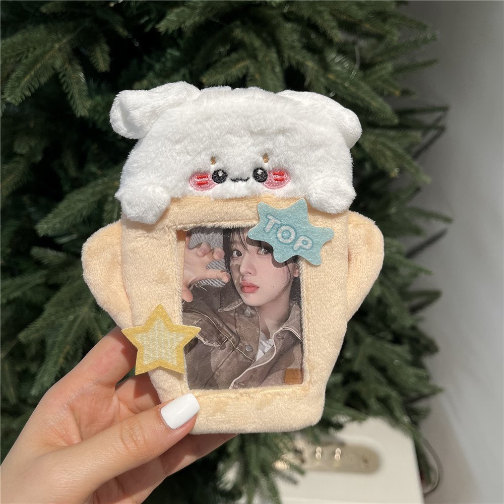 New custom fashion custom plush idol collection photo box cute animal fluff soft photo card kpop plush card holder