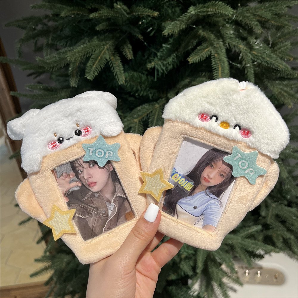New custom fashion custom plush idol collection photo box cute animal fluff soft photo card kpop plush card holder