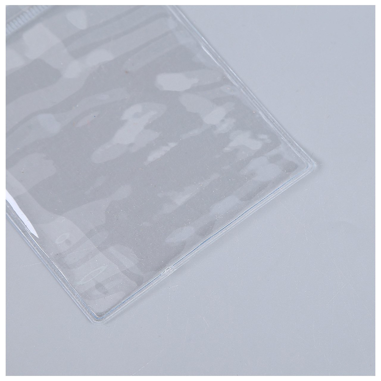 Vertical Clear PVC Card Holder with Waterproof Resealable Zip Extra Thick ID Card Badge Holder