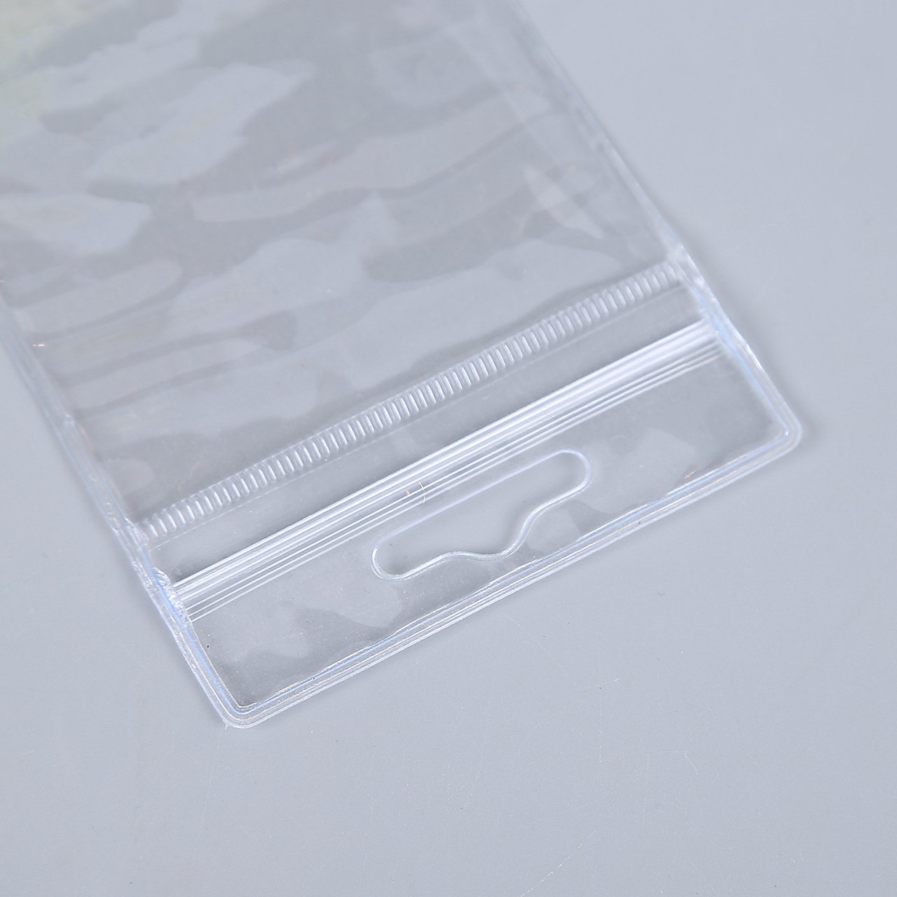Vertical Clear PVC Card Holder with Waterproof Resealable Zip Extra Thick ID Card Badge Holder