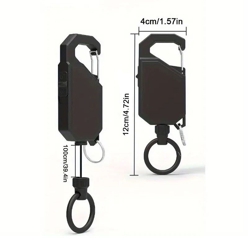 P-010 Outdoor Retractable Badge Reel with Locking Switch Key Chain custom black Badge Holder wholesale