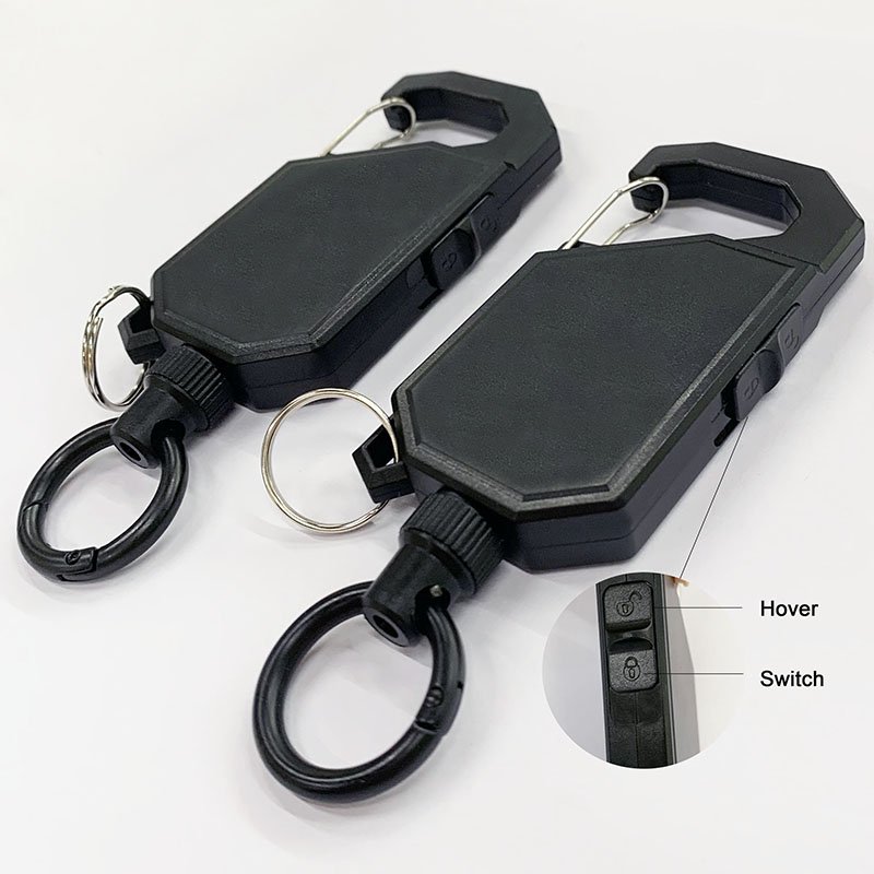 P-010 Outdoor Retractable Badge Reel with Locking Switch Key Chain custom black Badge Holder wholesale