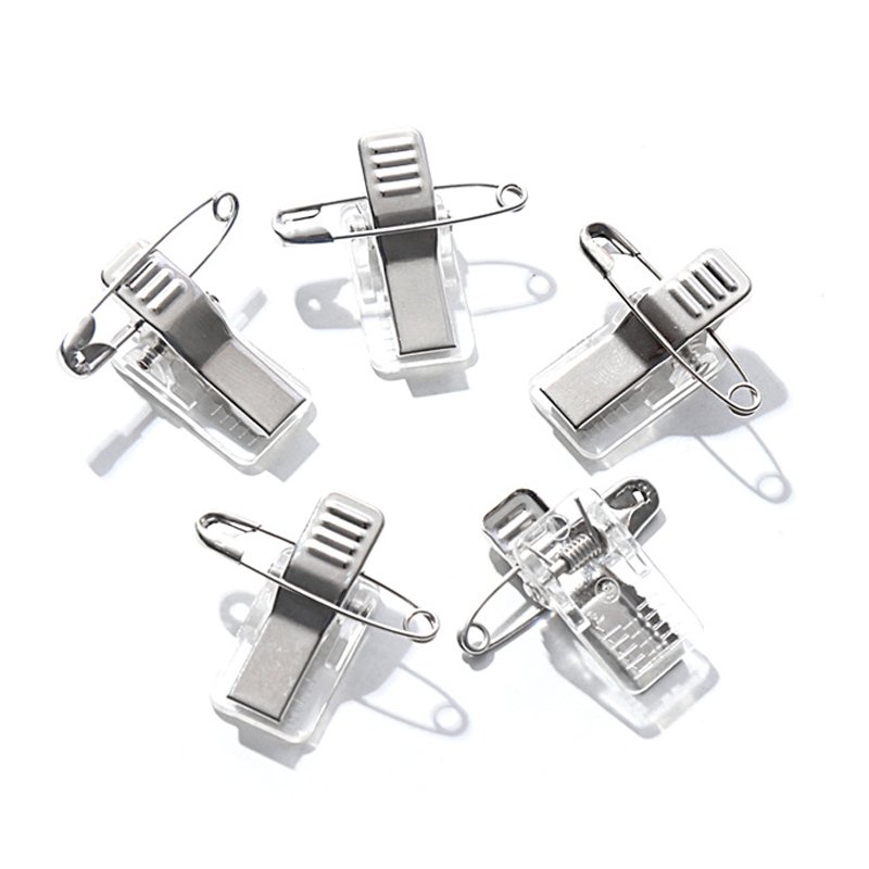 Wholesale Plastic Badge Clip With Safety Pin Transparent School Office Badge Holders Adhesive Label Clip