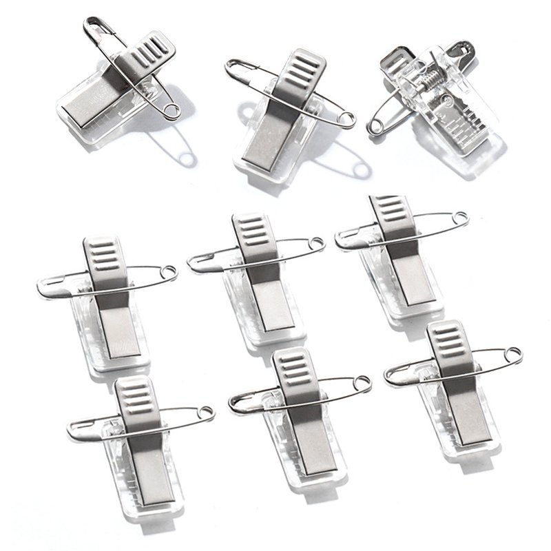 Wholesale Plastic Badge Clip With Safety Pin Transparent School Office Badge Holders Adhesive Label Clip