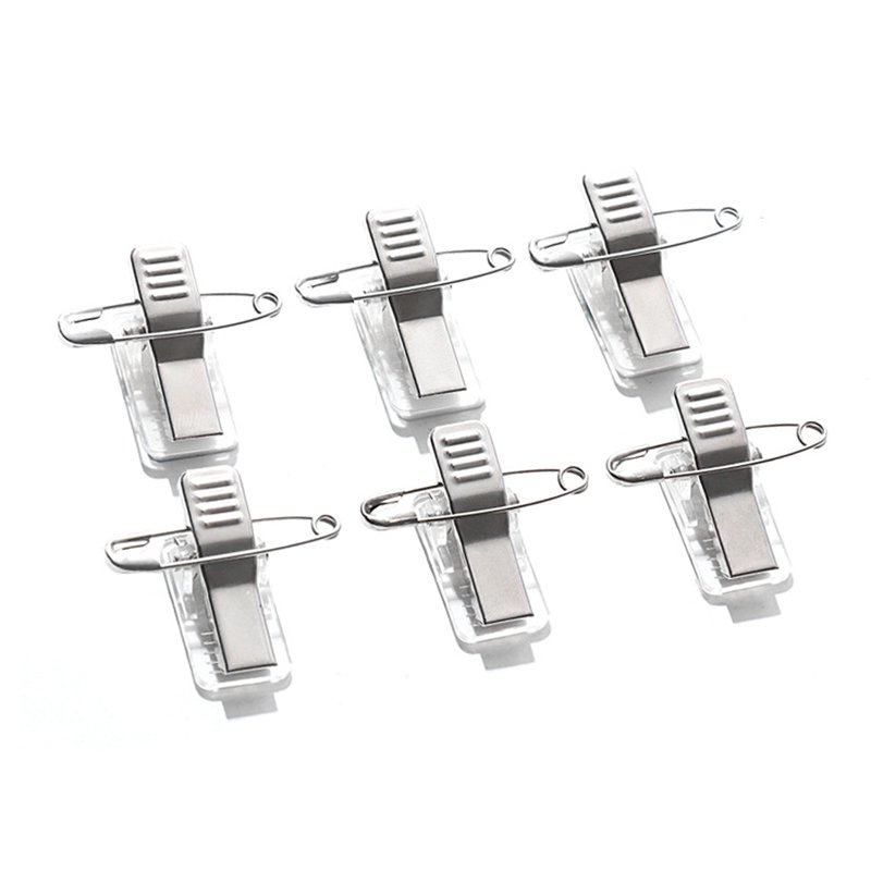 Wholesale Plastic Badge Clip With Safety Pin Transparent School Office Badge Holders Adhesive Label Clip