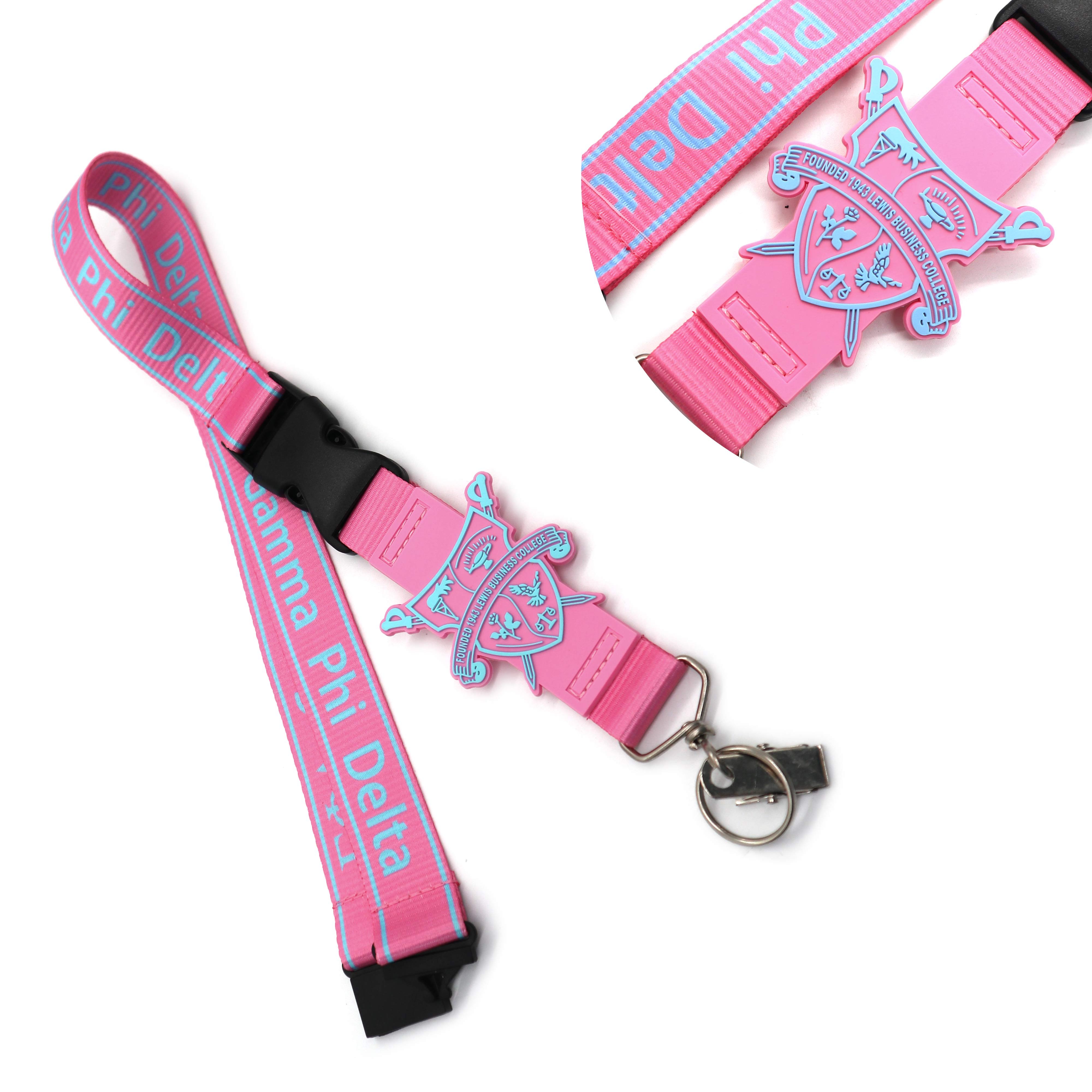 Custom Gamma Phi delta Lanyards id card holder lanyard Neck Strap Key Chain polyester lanyard