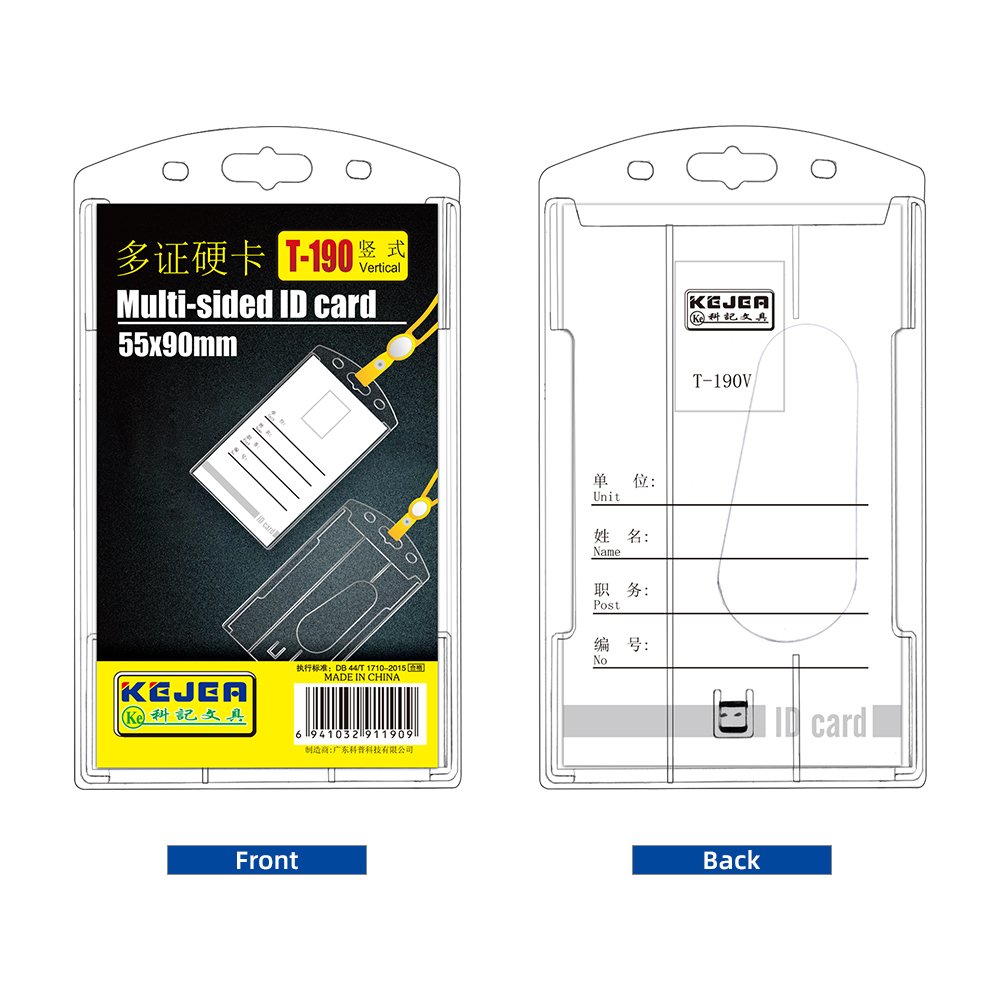 Vertical Hard Plastic Badge Holder Clear ID Badge Name Card Holder With Easy Access Thumb Slot Holding 2 Cards