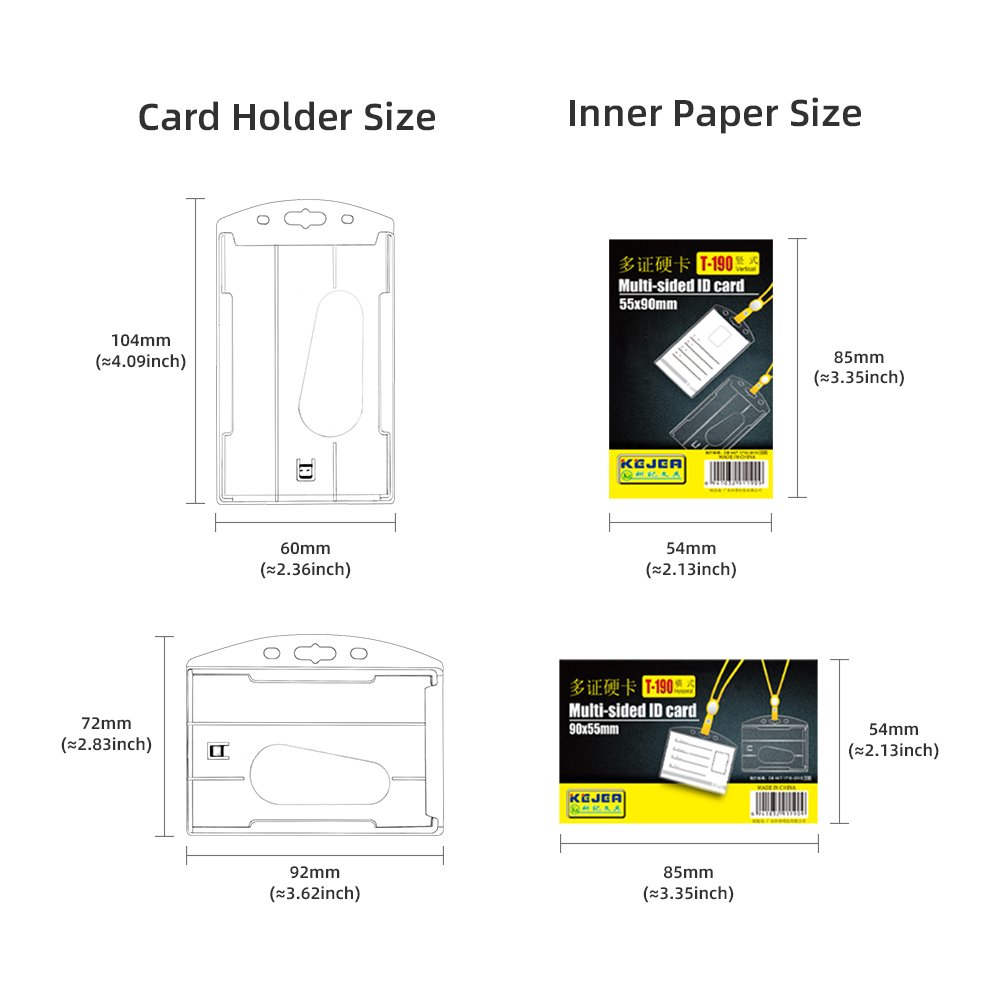 Vertical Hard Plastic Badge Holder Clear ID Badge Name Card Holder With Easy Access Thumb Slot Holding 2 Cards