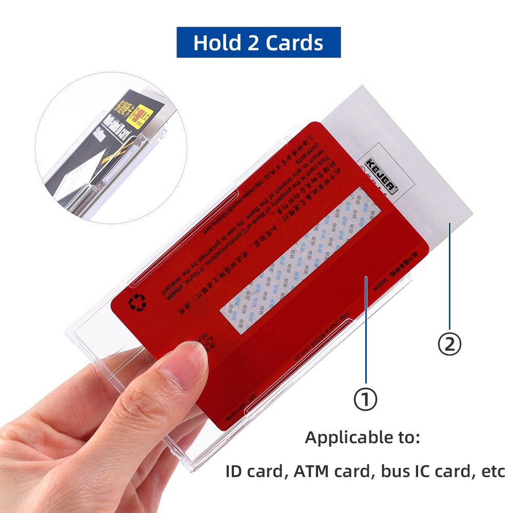 Vertical Hard Plastic Badge Holder Clear ID Badge Name Card Holder With Easy Access Thumb Slot Holding 2 Cards