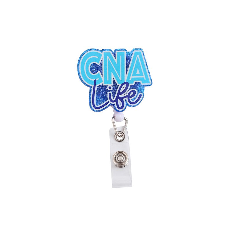 ABO Customized Wholesale Nurse CNA Badge reel Acrylic Plastic Glitter Badge Reel Medical Field Holder Nurse Accessories