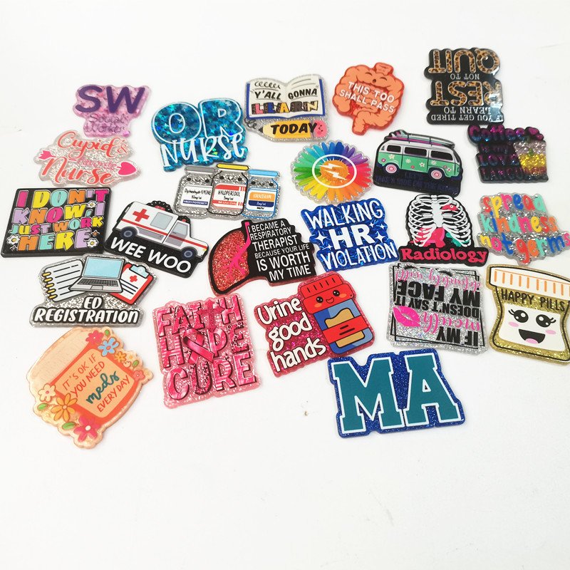Custom Acrylic Plastic Glitter Designer Charms Accessories Badge Retractable Badge Reel no Badge Reel holder
