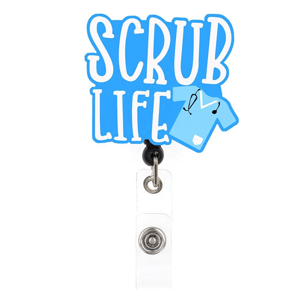 Wholesale Medical Series Scrub Life Badge Holder Acrylic Plastic RN Badge Reel For Nurse Doctor Work Accessories