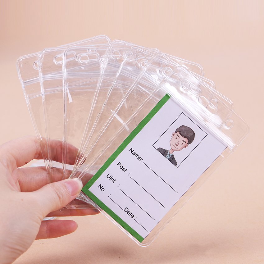 Wholesale Horizontal Vertical Transparent Soft PVC Waterproof ID Card Badge Holder With Zipper