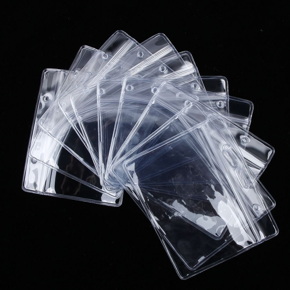 Wholesale Horizontal Vertical Transparent Soft PVC Waterproof ID Card Badge Holder With Zipper