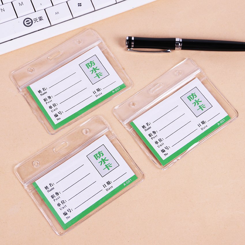 Wholesale Horizontal Vertical Transparent Soft PVC Waterproof ID Card Badge Holder With Zipper