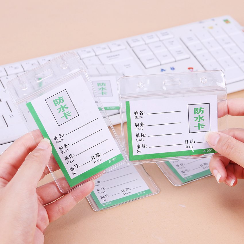 Wholesale Horizontal Vertical Transparent Soft PVC Waterproof ID Card Badge Holder With Zipper
