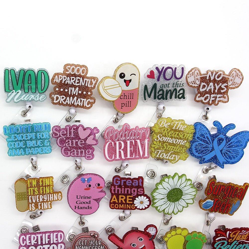 Wholesale Nurse Accessories Badge Reel Acrylic Nursing School Decoration Supply Plastic Badge Card Holder Daily Gift