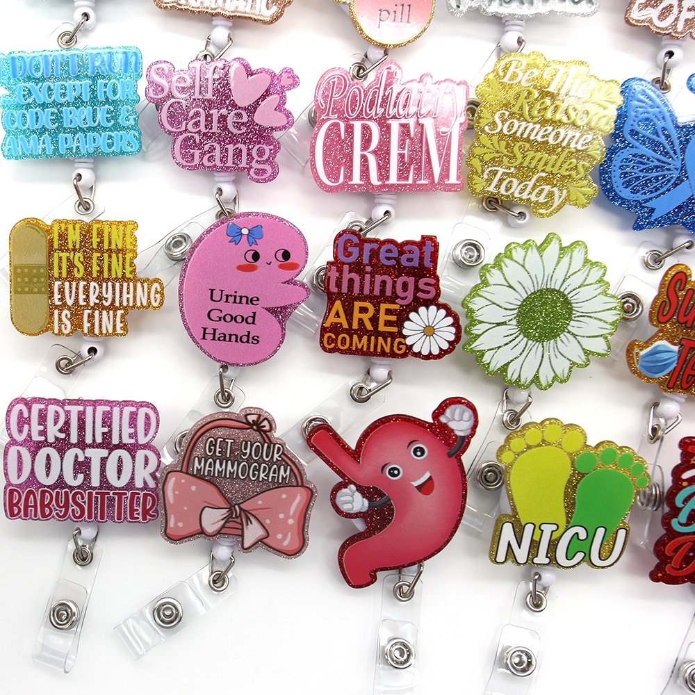 Wholesale Nurse Accessories Badge Reel Acrylic Nursing School Decoration Supply Plastic Badge Card Holder Daily Gift