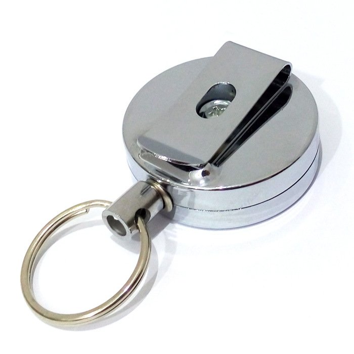 High Quality Stainless Steel Name ID Badge Reel Yoyo Keychain Heavy Duty Retractable Metal Badge holder Reel With Custom LOGO