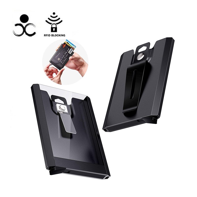 Aluminium ID Badge Card Holder Heavy Duty with Quick Release Button Metal Clip for Offices ID Badge Holder Wallet