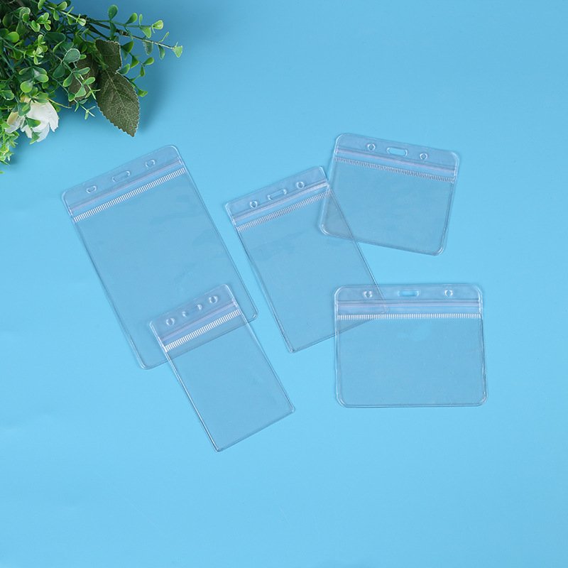 4*3 Inch Waterproof ID Card Holders pvc Custom Business Student Exhibition Id Pouch Name Badge Holder Clear Soft Plastic Bag