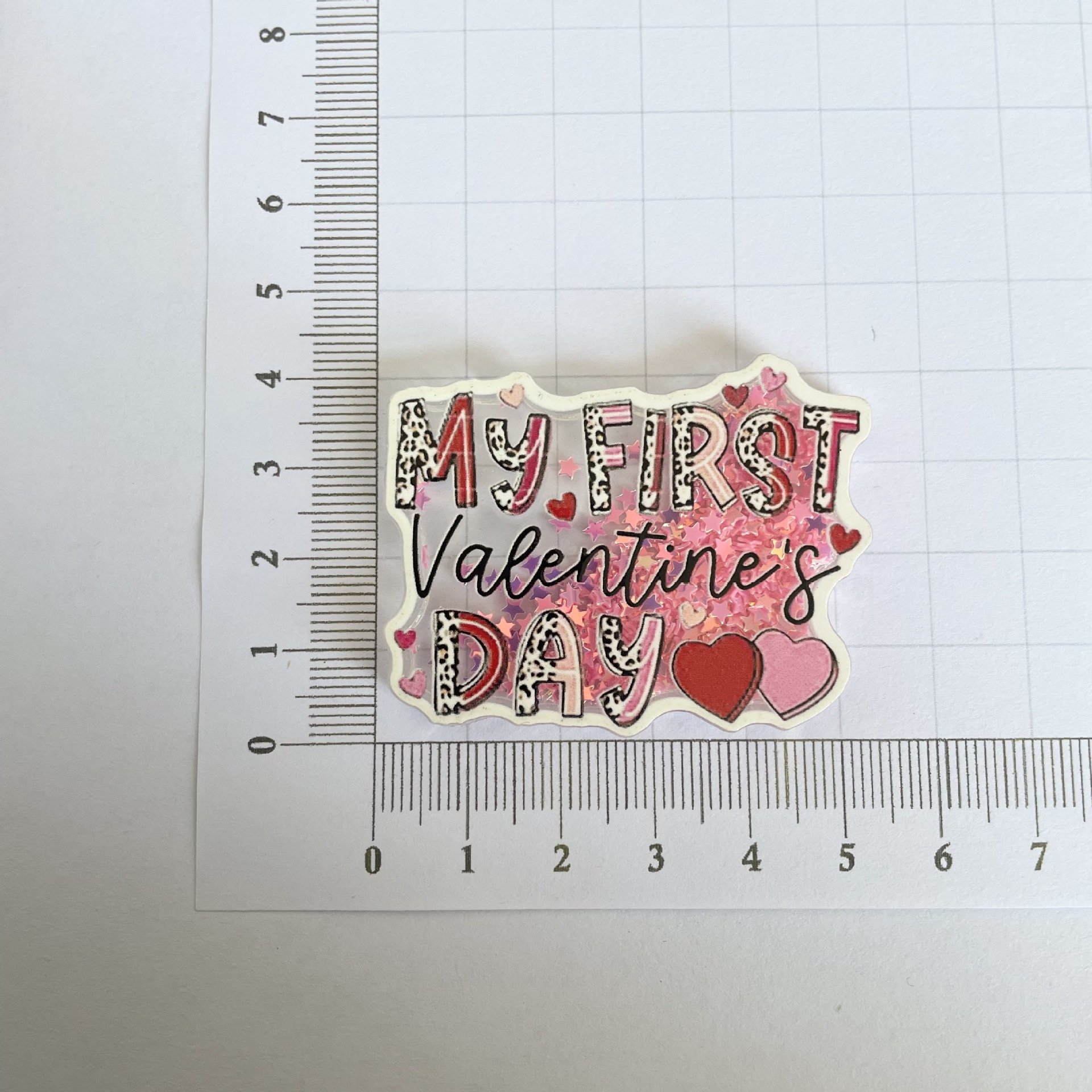 Glitter Acrylic Wholesale Custom Plastic Badge Holder Valentine Day Accessories Patch Gifts Accessories