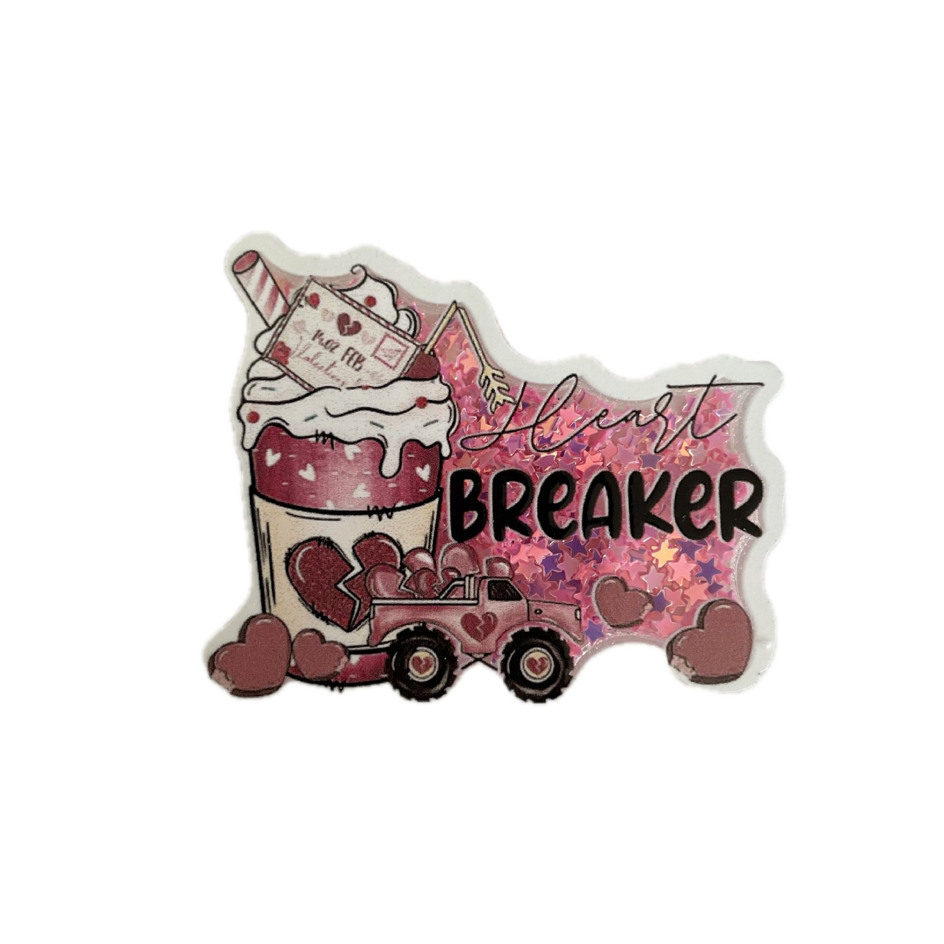 Glitter Acrylic Wholesale Custom Plastic Badge Holder Valentine Day Accessories Patch Gifts Accessories