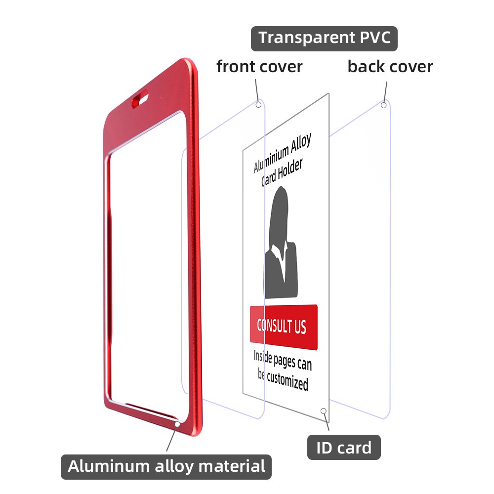 Customized Business Card Aluminum Alloy Metal ID Credit Card Holder Name Badge Cover Metal ID Card Case
