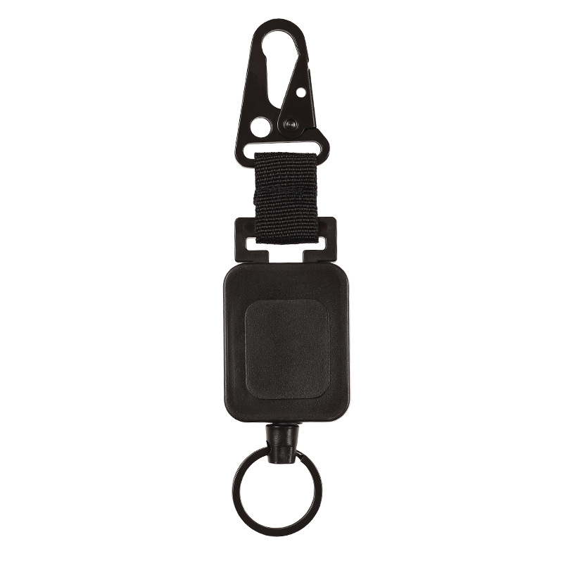Pullther metal heavy-duty keychain retractable badge scroll with keychain scroll outdoor camping fishing locking carabiner