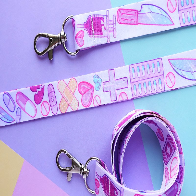 factory made daily use popular designs adjustment kawaii printing Nylon Key Neck Strap Anime Long Keychain Lanyard