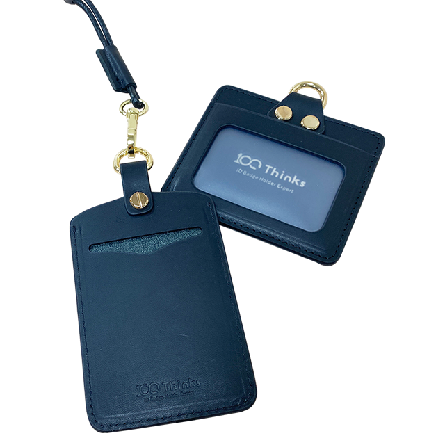 Classic Durable Leather ID Card Badge Holder