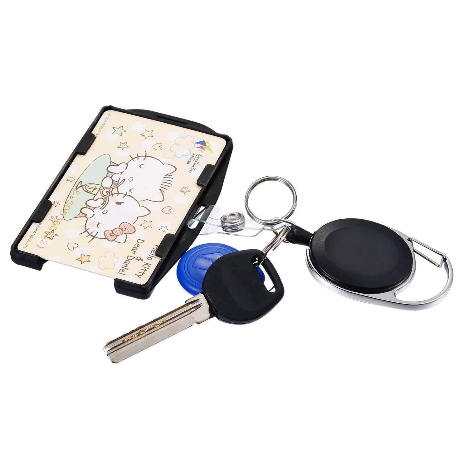 Best Seller Dual-Use Horizontal and Vertical Easy-Pull Buckle Badge Reel Double sides Insert ID Card Holder