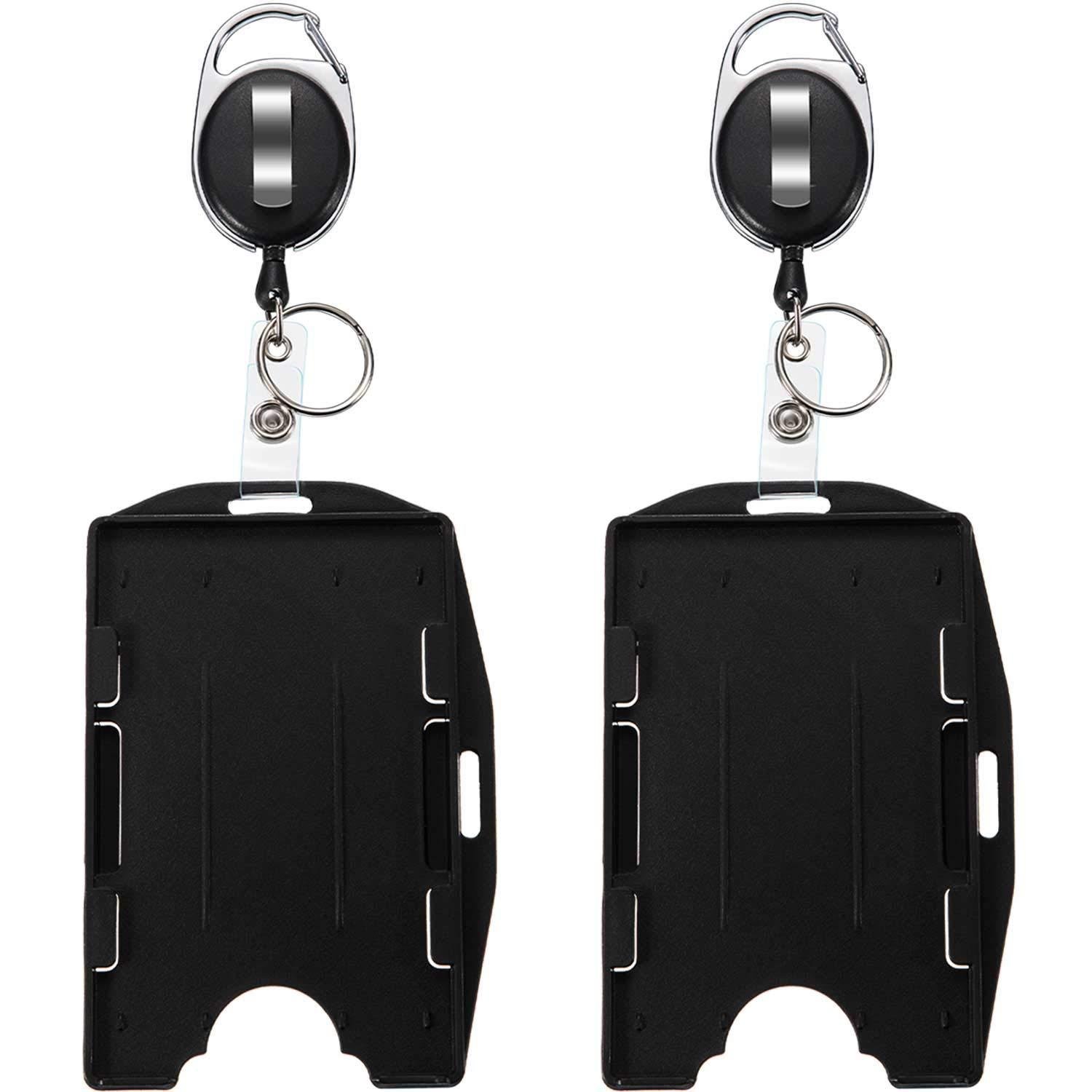 Best Seller Dual-Use Horizontal and Vertical Easy-Pull Buckle Badge Reel Double sides Insert ID Card Holder