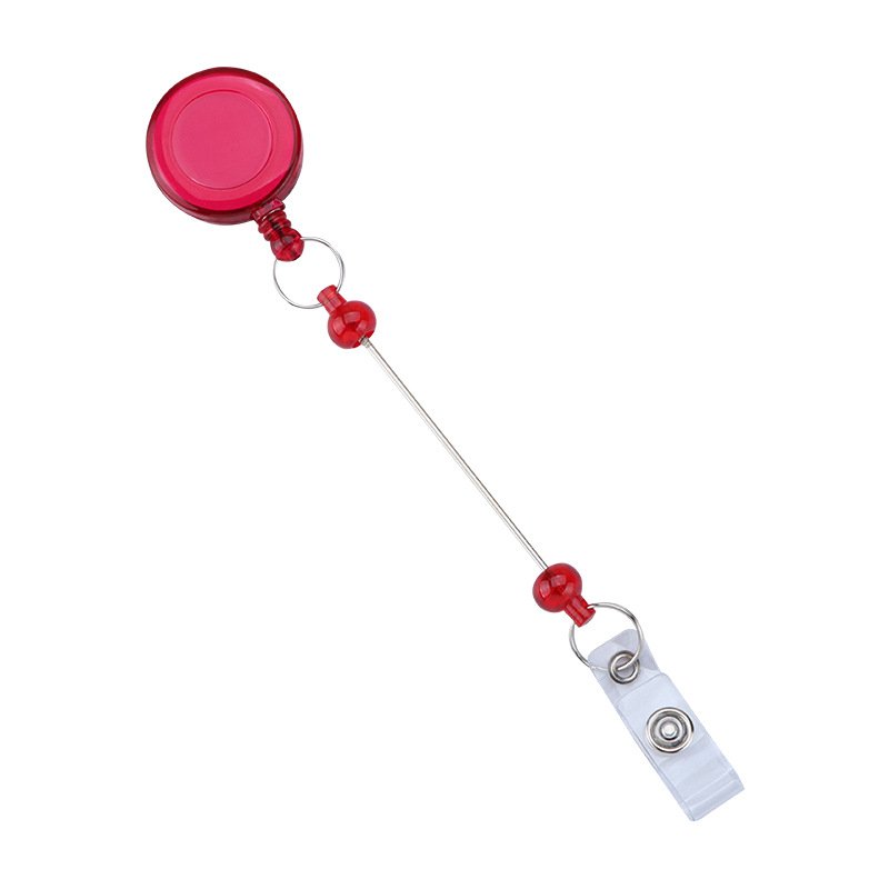 Wholesale Creative DIY Beads Retractable Badge Holder Reel Plastic Colorful Badge Scroll for Promotions
