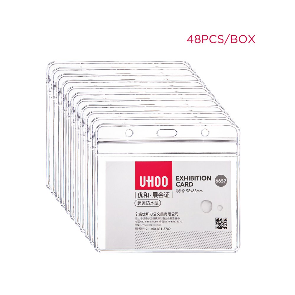 High quality transparent Soft & Ultra transparent id work card popular horizontal 6657 PVC card holder