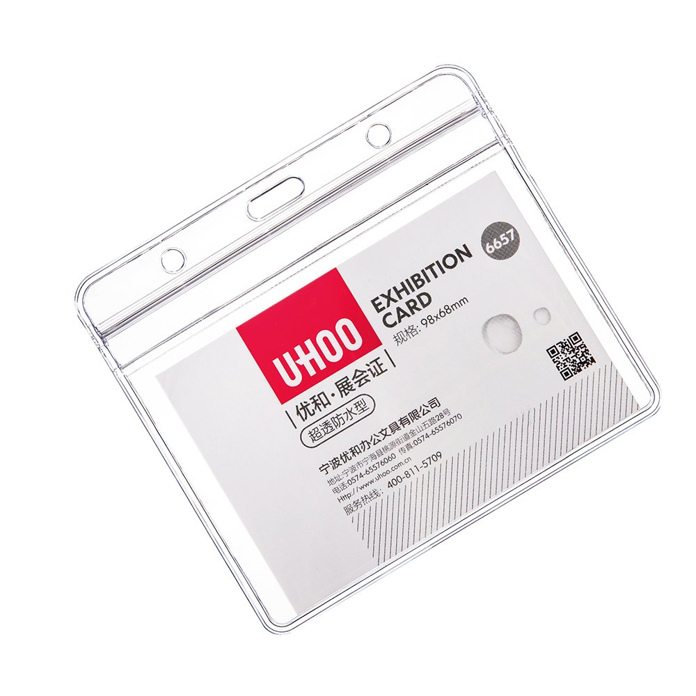 High quality transparent Soft & Ultra transparent id work card popular horizontal 6657 PVC card holder