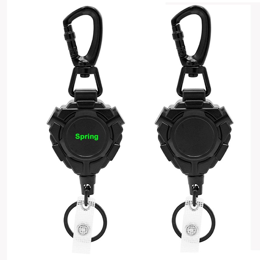 Retractable Badge Holder Heavy Duty with Carabiner Reel Clip Tactical ID Card Holders Retractable Badge Belt Clip Reel Key Chain