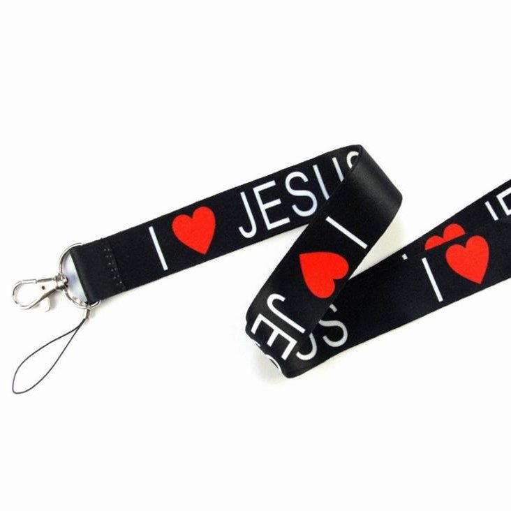 I love Jesus ID Key Holder chain iPod Camera Neck Strap Christian Lanyards
