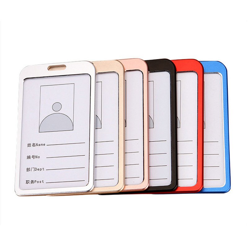 Vertical Aluminum Alloy ID Badge Card Holder Cover Metal Business Work Card Holder Office Supplies