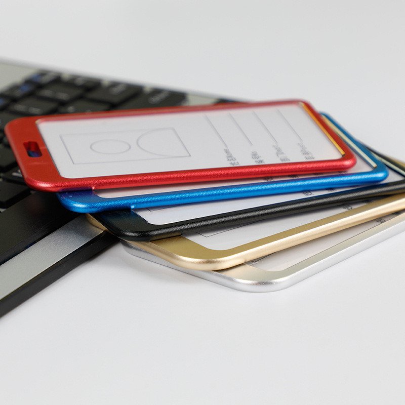 Vertical Aluminum Alloy ID Badge Card Holder Cover Metal Business Work Card Holder Office Supplies