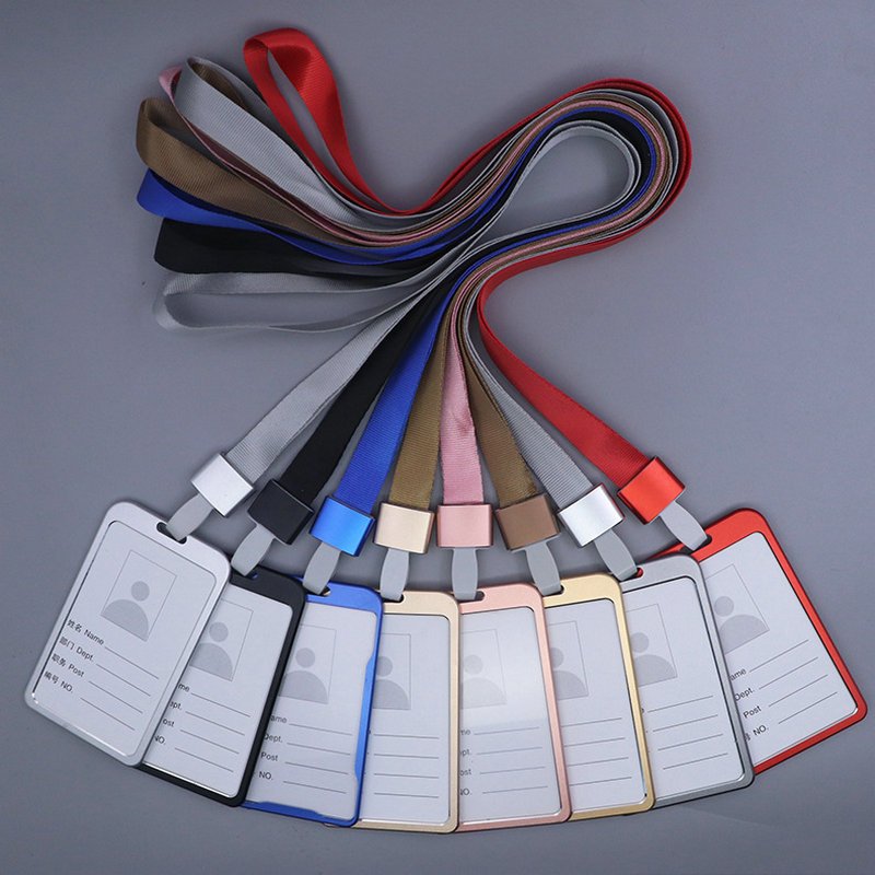 Vertical Aluminum Alloy ID Badge Card Holder Cover Metal Business Work Card Holder Office Supplies