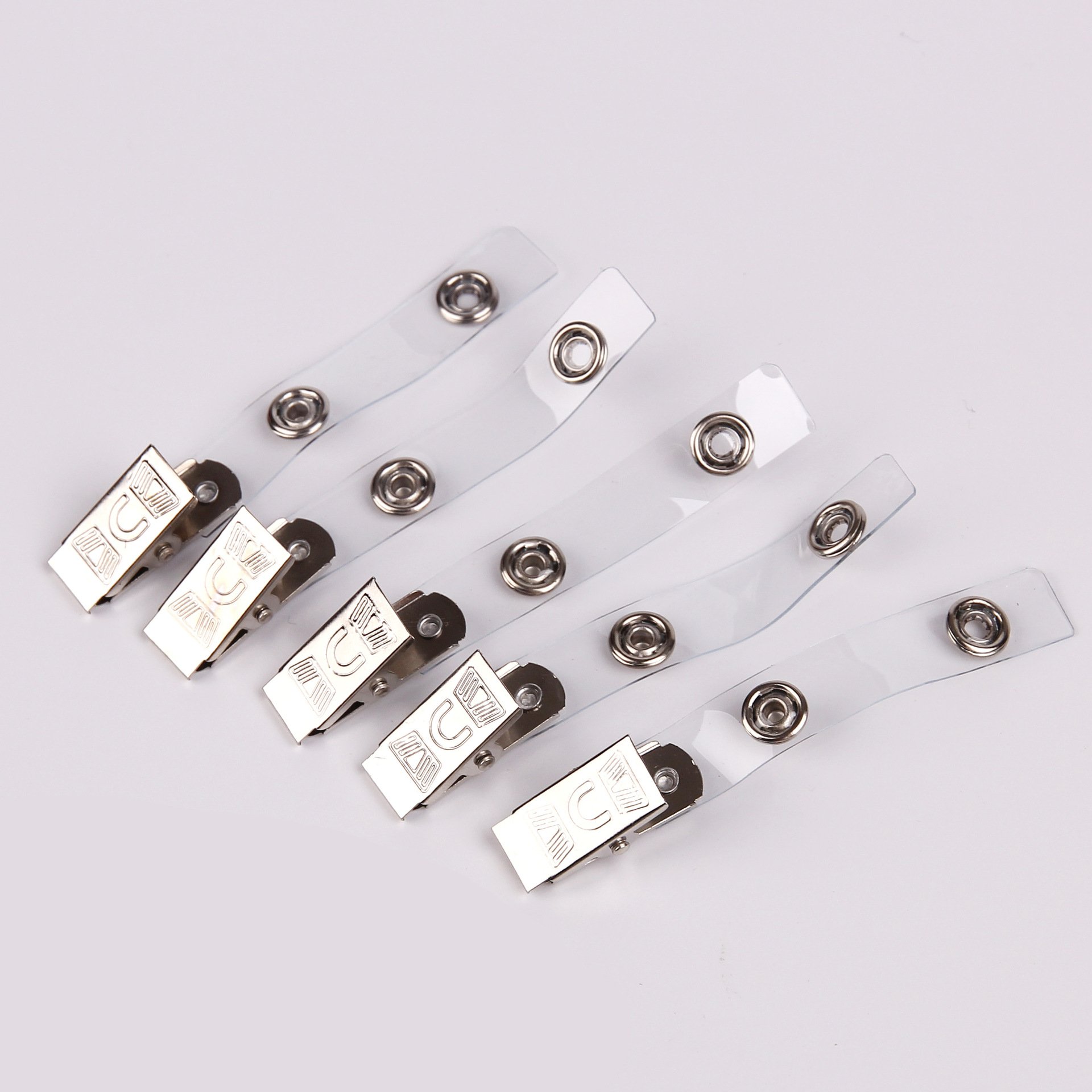 Nickel-Plated Metal Clip round PVC Badge Holder Clear PVC Straps for ID Card Accessories