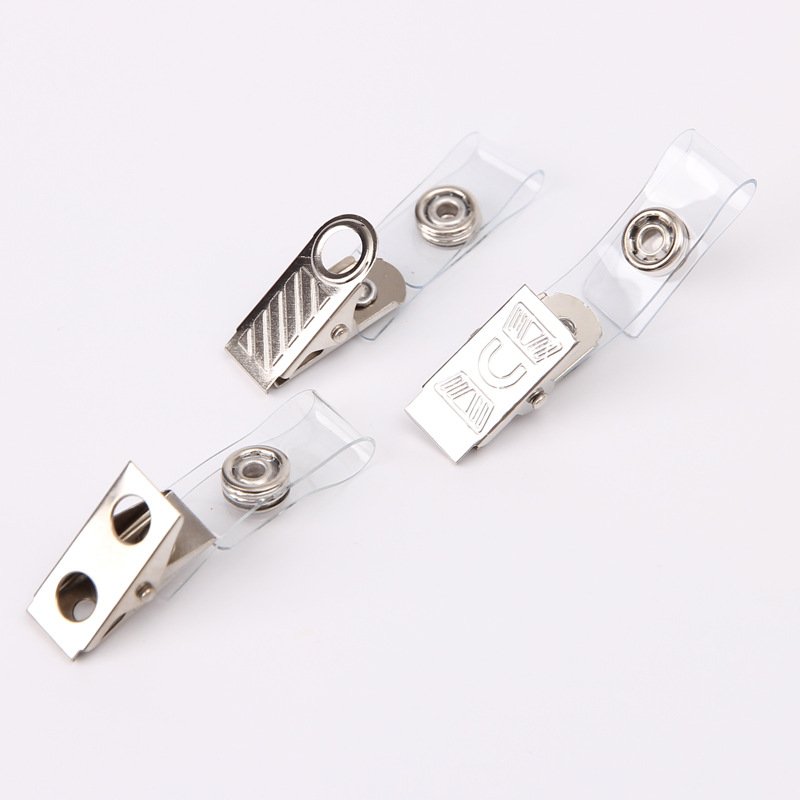 Nickel-Plated Metal Clip round PVC Badge Holder Clear PVC Straps for ID Card Accessories