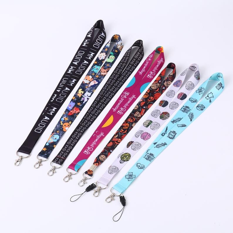 Polyester Lanyard Id Badge Holders Colored Sublimation Exhibition Neck Lanyard With Logo Custom