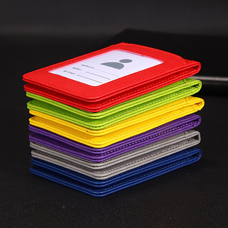 Unisex Solid Color Pu Card Holder Neck Strap With Lanyard Multifunction Id Badge Card Holder In Stock