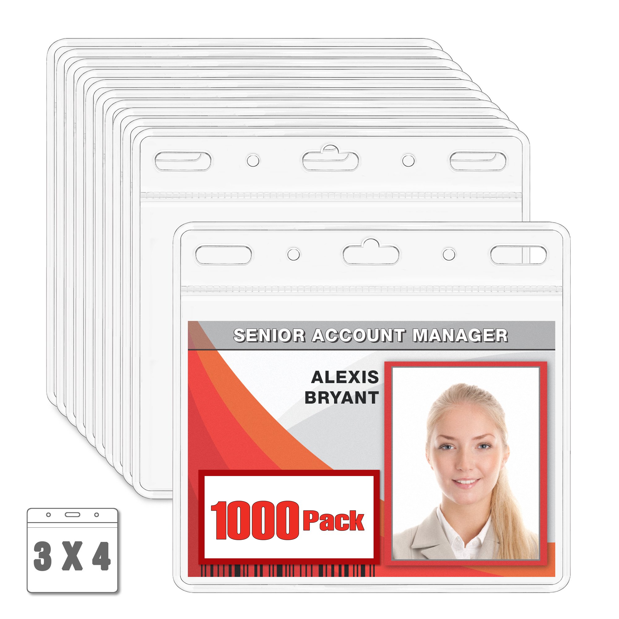Horizontal Waterproof Id Badge Holder Clear Pvc Name Holder Tags Plastic Id Badge Holder