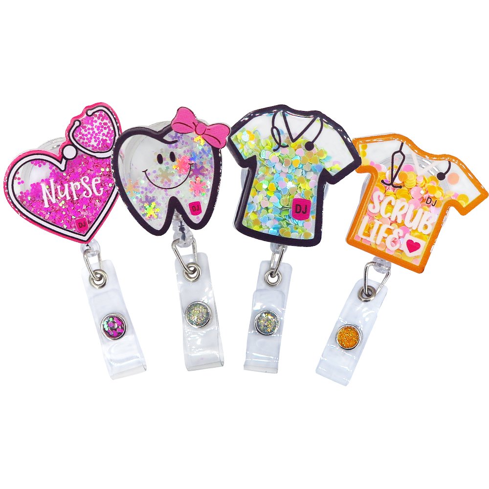 Custom Plastic Badge Reels Retractable ID Clip for Nurses Doctors Students-Christmas Gift for Hospital Staff